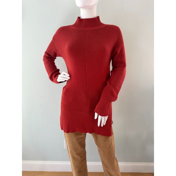Talbots Women's Rust Orange Long Sleeve Mock Neck Pullover Sweater Knit size S - Picture 2 of 7